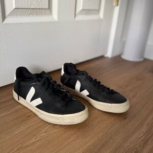 Veja Campo Black and White Leather Sneakers